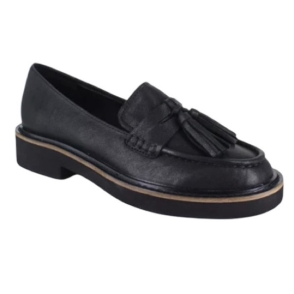 Splendid Caio Black Leather Loafer Tassel Size 8.5 Classic Dark Academia Preppy - Picture 1 of 16